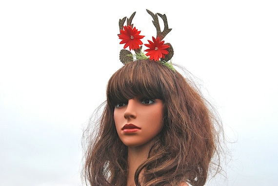 Weihnachts-Rentier Stirnband – Mit Geweih & Glocken, Für Frauen & Mädchen, Braun