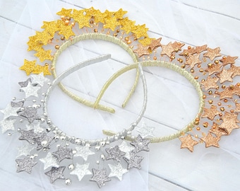 Star Headband: Celestial Crown, Gold, Silver, Bronze