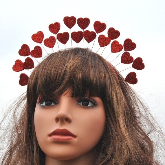 Valentine headband Queen of hearts crown adult Red heart headpiece