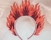 2 Cerchietti Con Fiamma Per Cosplay E Halloween, Fascia Regolabile In Tessuto, Accessori Per Feste E Rave, 23x16 Cm