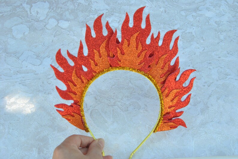 thumbnail image 2 of LED Flame Headband - Red Fire Light Up Hair Accessory For Raves & Halloween 2 of 11