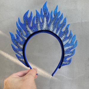 Blue Flame Crown Headband: Handmade Fire Costume Tiara