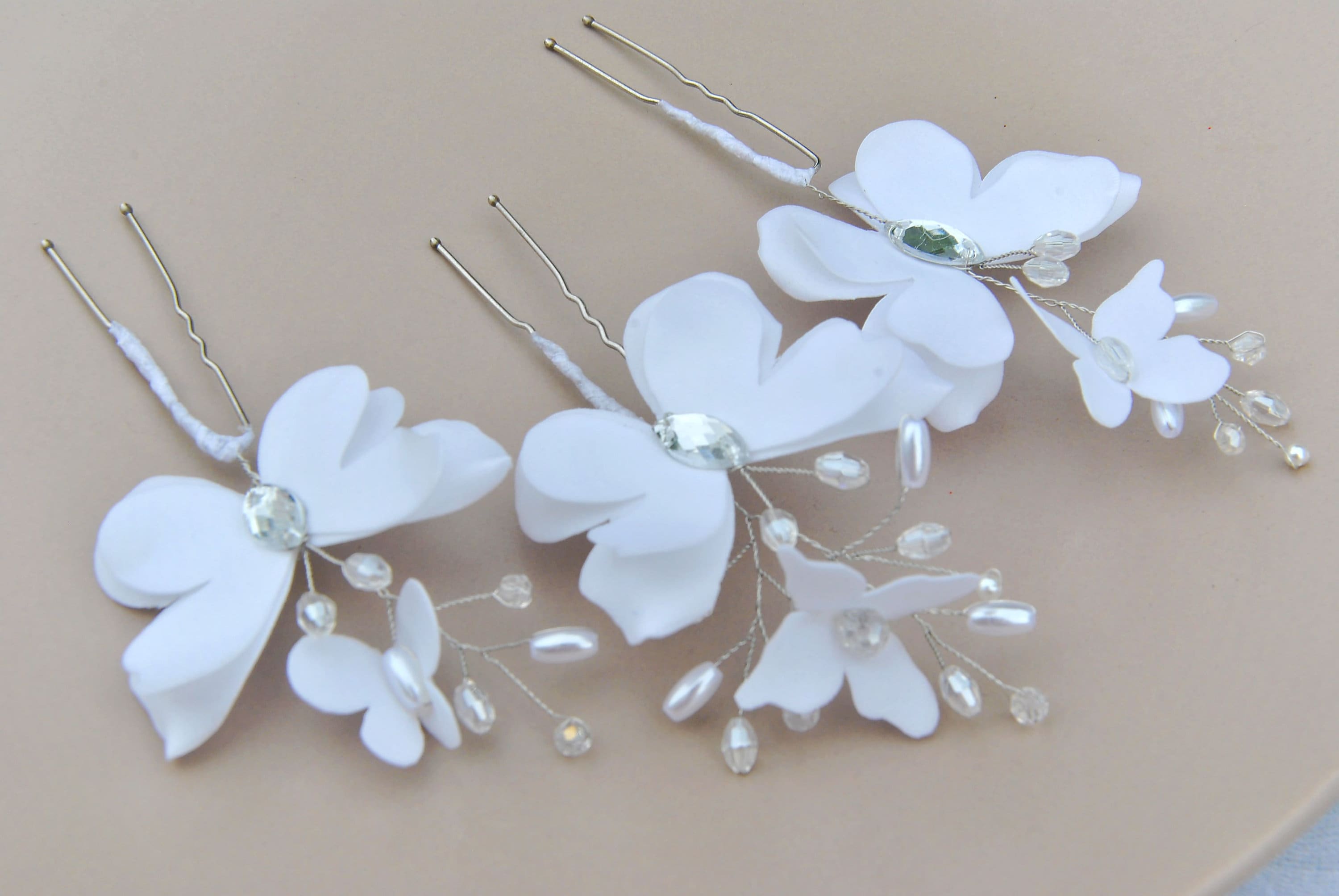 Butterfly hair pins white Bridal hair piece Wedding monarch Etsy