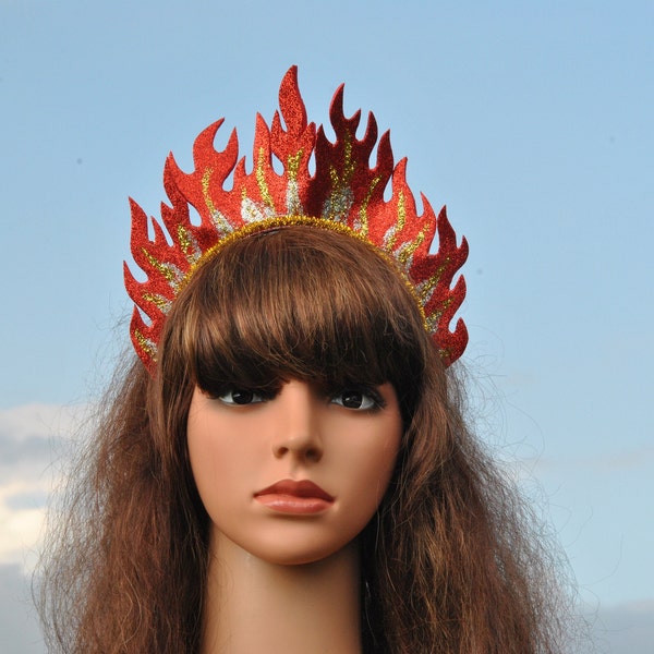 Fire headband Fire crown Flame headband Fire costume Phoenix headpiece Festival carnival costume for women