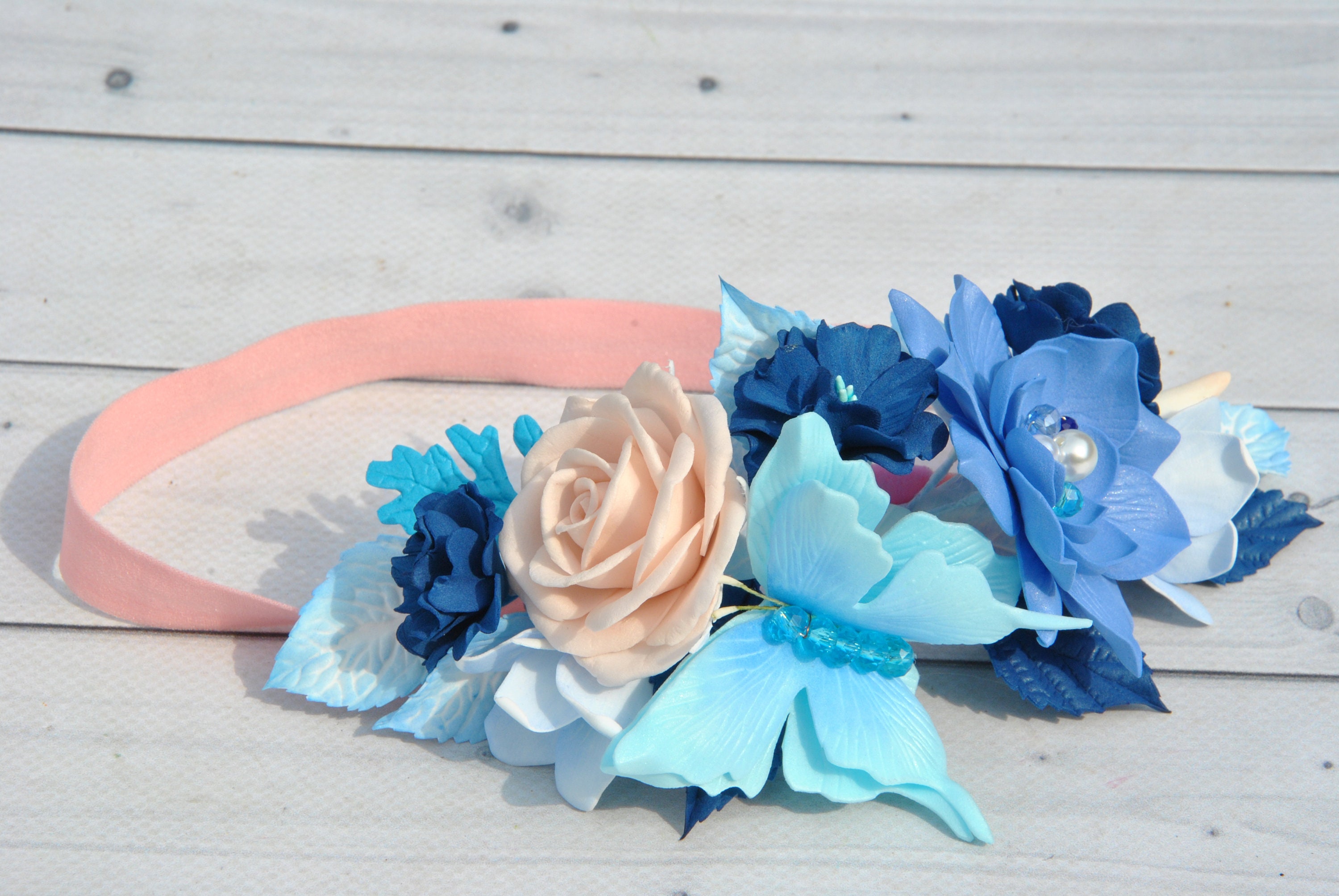 Baby headband butterfly Flower baby girl photo prop hair Etsy