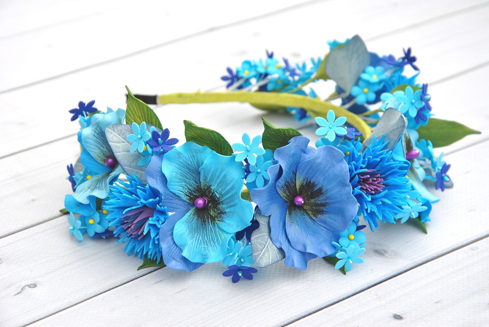 Cornflower crown Flower girl crown blue Flower girl headband Etsy