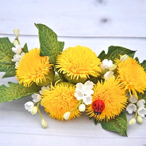 Dandelion hair clip Women flower comb, dandelion hair piece Spring wedding hair clips
