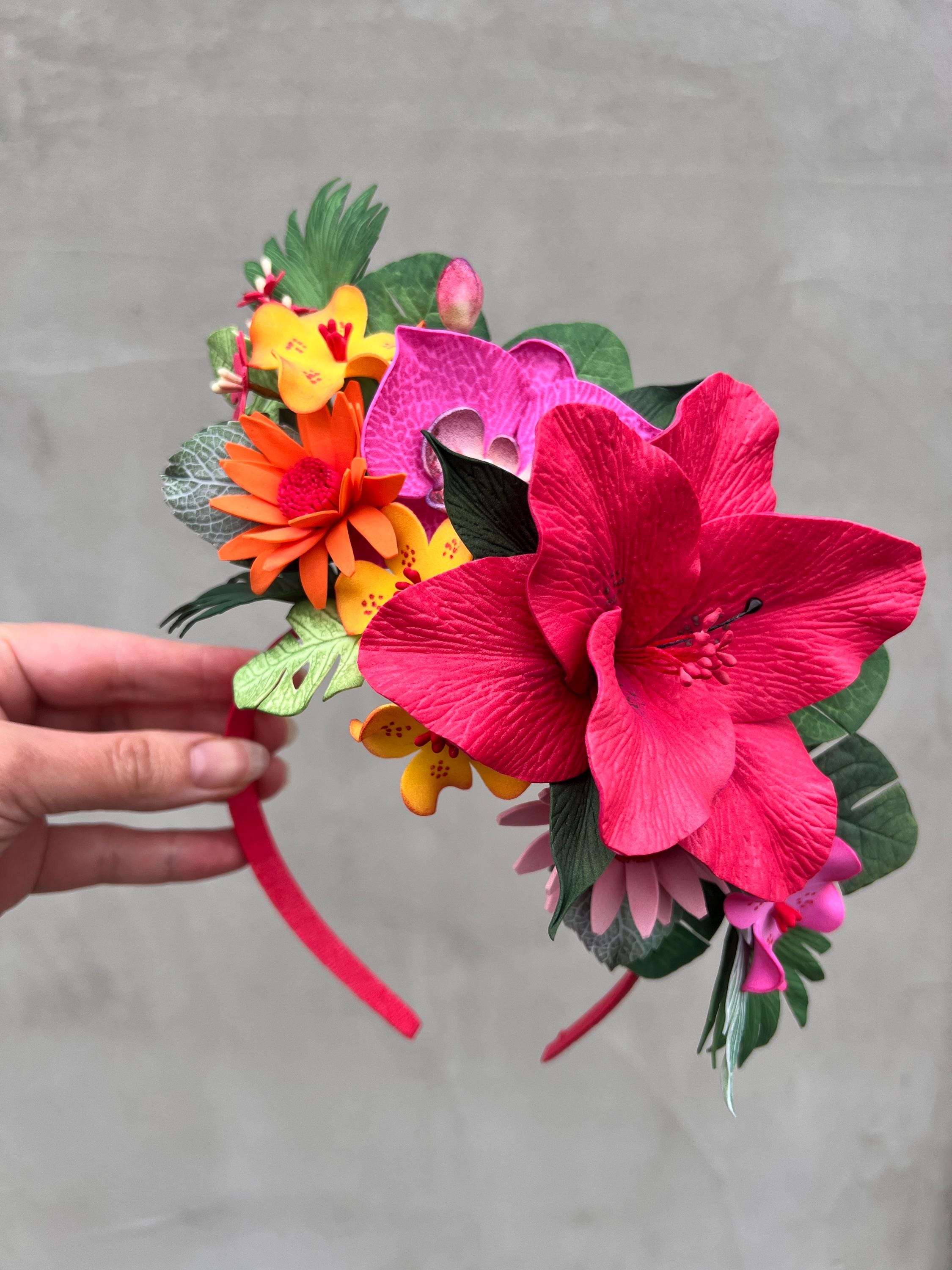 Floral Pink Lily and Green Hydrangea Fascinator Headpiece il_fullxfull.4017074203_ry3u.jpg main image 4