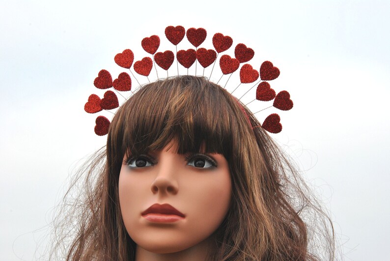 Valentine Headband Queen of Hearts Crown Adult Red Heart Etsy
