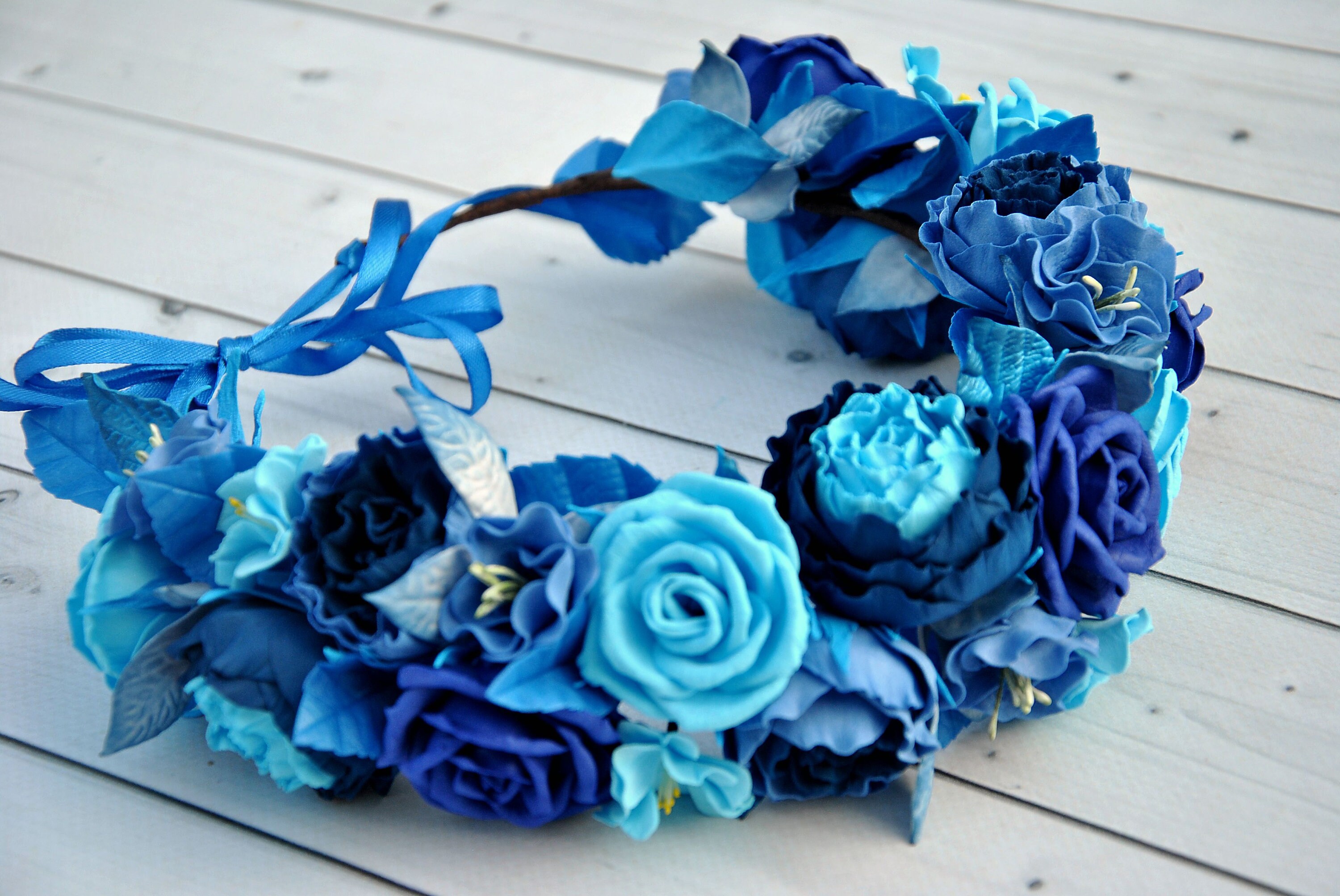 Blue Flower Crown Wedding Flower Girl Crown Navy Blue Rose - Etsy