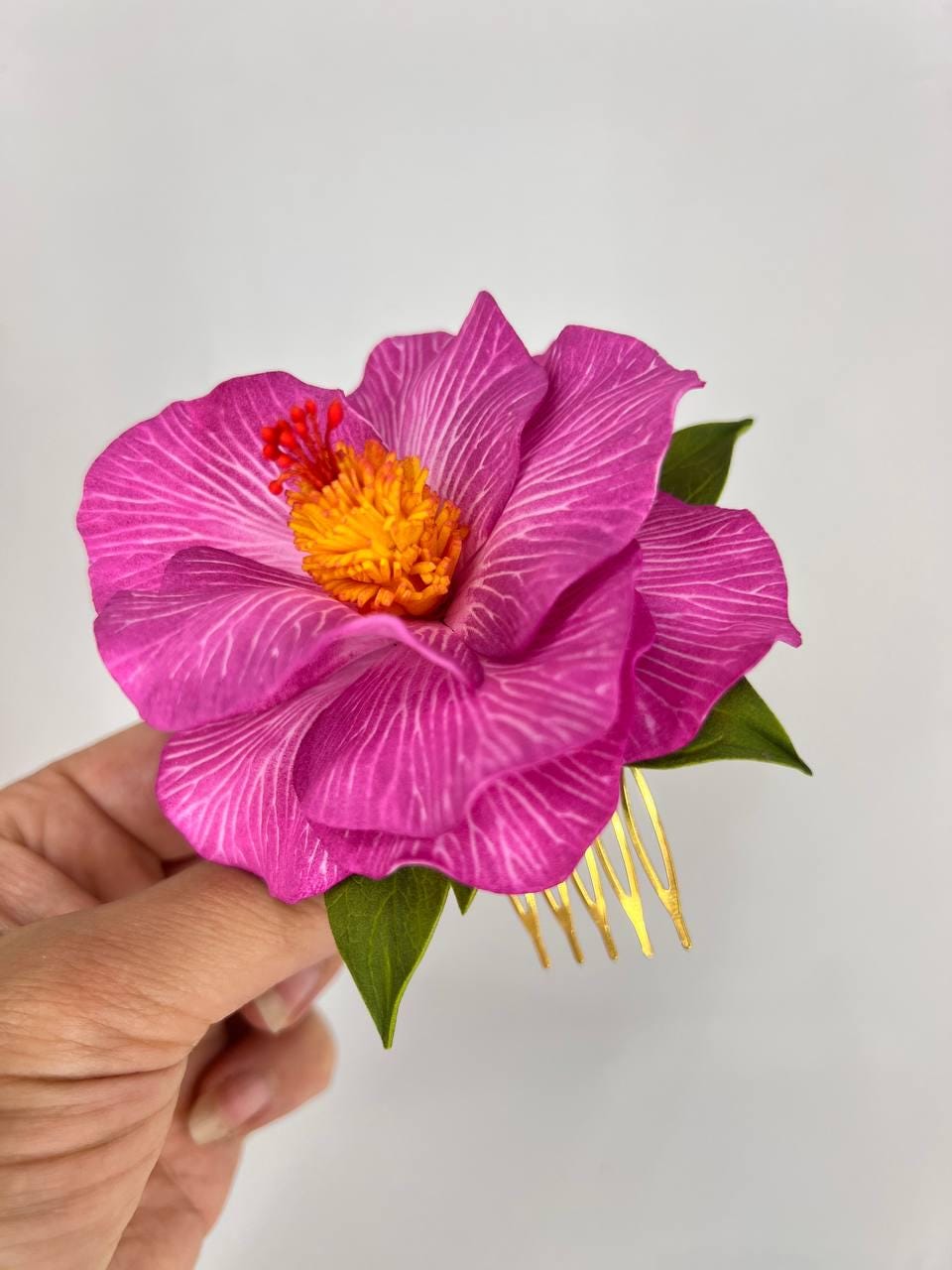 Pince à Cheveux Crocodile Fleurs Violette - Années 50 Rockabilly - Accessoire Mariage