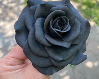 Black Rose Hair Clip: Gothic Wedding Bridal Hairpiece