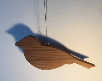 Set of redwood bird ornaments
