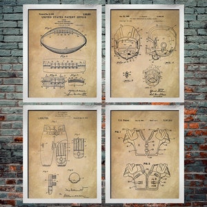 Football Patent Prints set of 4, Football Gifts, Football, Football Pads, Helmet, Football Decor, Sports Decor (INSTANT DOWNLOAD)