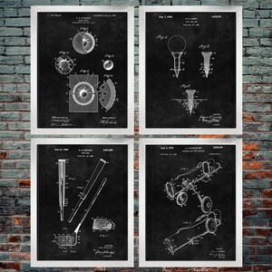 Golf Patent blackboard Print set of 4, Golf Gifts, Golf ball, Golf Tee, Golf Decor, Sports Decor (INSTANT DOWNLOAD)