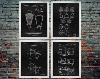 Lacrosse Patent Print, Lacrosse Gifts, Lacrosse, Lacrosse Field, Lacrosse Decor, Sports Decor Poster Set of 4 (DOWNLOAD)