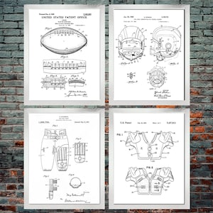 Football Patent whiteboard Prints set of 4, Football Gifts, Football, Football Pads, Helmet, Football Decor, Sports Decor (INSTANT DOWNLOAD)
