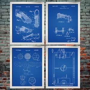 Soccer Patent Blueprint Poster 4 set - Soccer Gift - Soccer Art - Sports Decor - Soccer Poster Set of 4 (INSTANT DOWNLOAD)