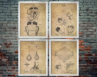 Boxing Patent Art (set of 4) Boxing Poster - Boxing Wall Art / Boxer / Boxing Glove / Boxing Ring / Fighting / MMA / Sparring (DOWNLOAD)