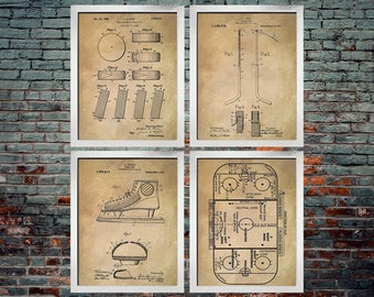 Hockey Patent Wand Kunst Poster 4er Set - Hockey Geschenk - Hockey Kunst - Sport Dekor - Hockey Poster 4er Set (DOWNLOAD)
