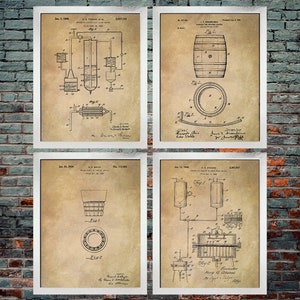 Whiskey Making Patent Print Set Of 4 / Bourbon Whiskey / Whisky Industry / Bar & Pub Wall Art / Four Set (INSTANT DOWNLOAD)