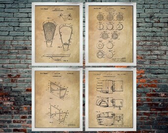 Lacrosse Patent Print, Lacrosse Gifts, Lacrosse, Lacrosse Field, Lacrosse Decor, Sports Decor Poster Set of 4 (DOWNLOAD)