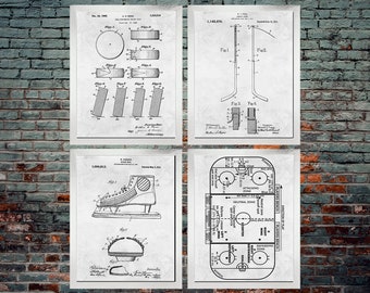 Hockey Patent Blackboard Wand Kunst Poster 4er Set - Hockey Geschenk - Hockey Art - Sport Dekor - NHL Hockey Poster 4er Set (DOWNLOAD)