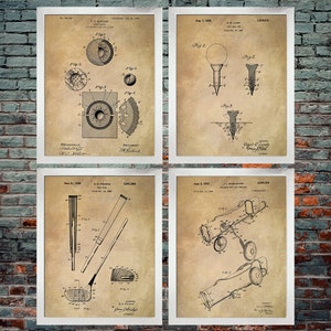 Golf Patent Print set of 4, Golf Gifts, Golf ball, Golf Tee, Golf Decor, Sports Decor (INSTANT DOWNLOAD)