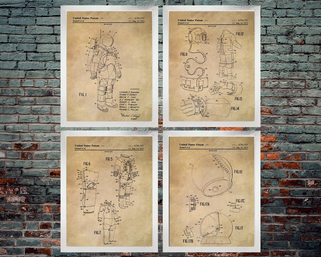 Nasa Space Suit Wall Art (set of 4) - American Astronaut Space Suit ...
