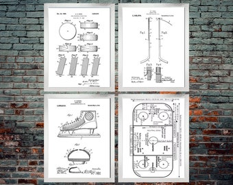Hockey Patent Whiteboard Wand Kunst Poster 4er Set - Hockey Geschenk - Hockey Art - Sport Dekor - NHL Hockey Poster 4er Set (DOWNLOAD)