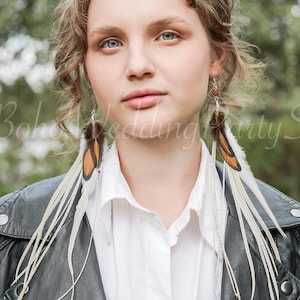 Feather earrings, Hippie earrings, Bohemian earrings, Long Feather Earrings, Feather jewelry, Boho Earrings, Festival jewelry, Long earrings