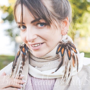 Feather earrings, Hippie earrings, Bohemian earrings, Long Feather Earrings, Feather jewelry, Boho Earrings, Boho festival jewelry