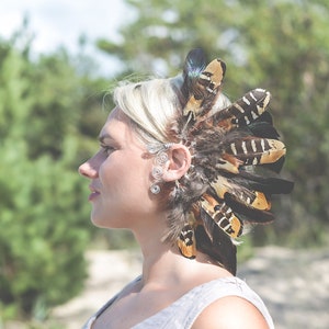 Boho Father ear cuff, Feather Ear Wrap, Ear Cuff with Feathers, Feather Ear Cuff, Natural Feather Earring, Ear Wrap Cuff, Boho ear cuff