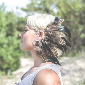 Boho Father ear cuff, Feather Ear Wrap, Ear Cuff with Feathers, Feather Ear Cuff, Natural Feather Earring, Ear Wrap Cuff, Boho ear cuff