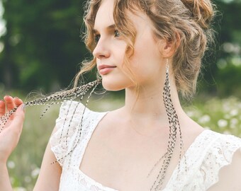Long feather earrings, Hippie earrings, Bohemian earrings, Long Feather Earrings, Feather jewelry, Boho Earrings, Boho festival jewelry