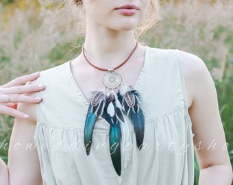 Feather necklace, Feather pendant, Feather charm, Feather pendant necklace,  Natural Feather Necklace, Boho necklace, Handmade necklace