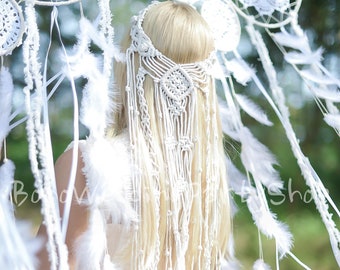Velo in macramè, velo da sposa in macramè, velo boho, accessorio per capelli in macramè, velo boho, accessorio per addio al nubilato, fascia per capelli in macramè, velo da sposa