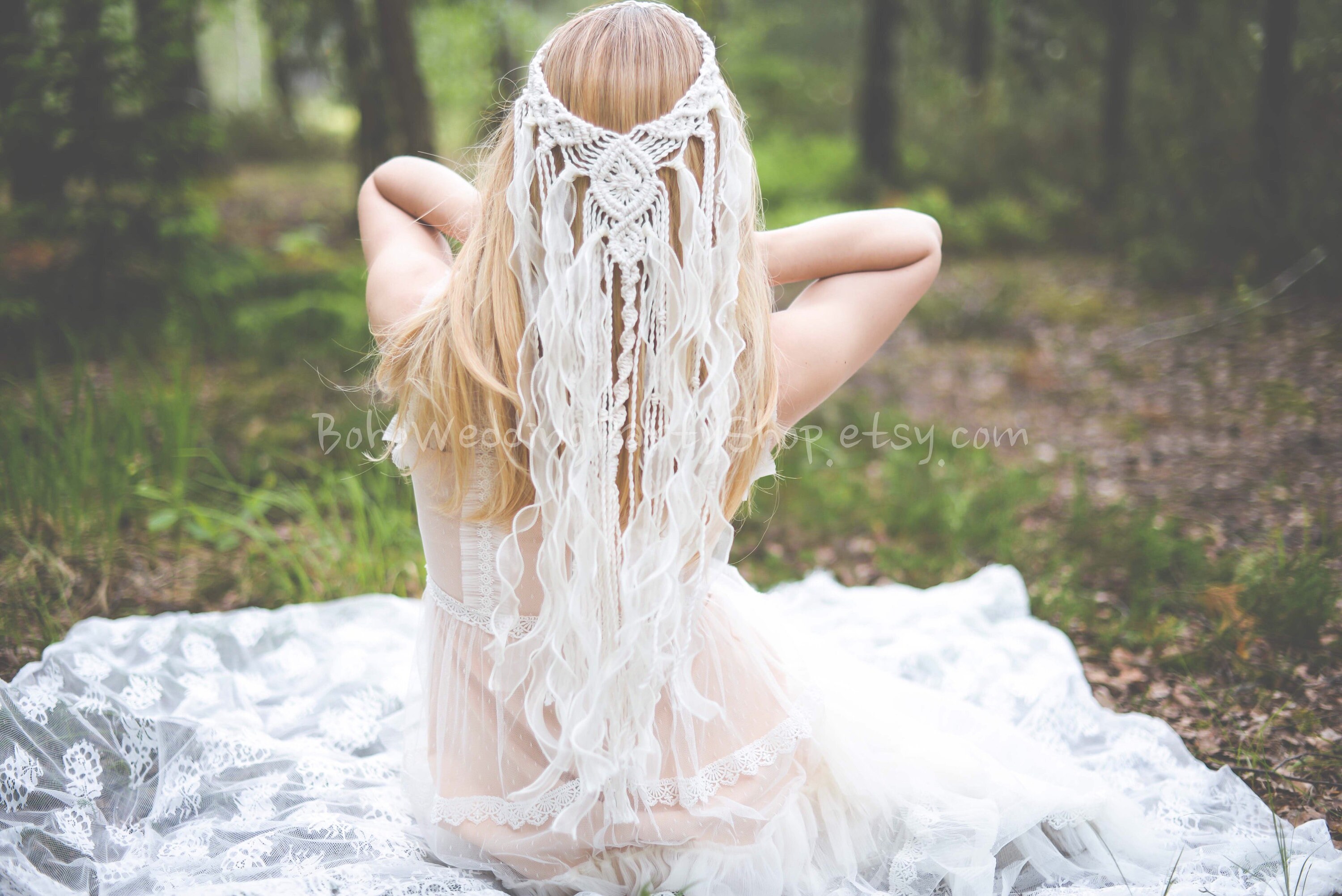 Macrame Veil, Macrame Wedding Veil, Boho Veil, Macrame  display picture 1