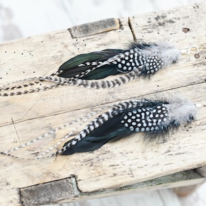 Long feather earrings, Grizzly Feather Earrings, Hippie earrings, Bohemian earrings, Long Feather Earrings, Boho Earrings, Black earrings