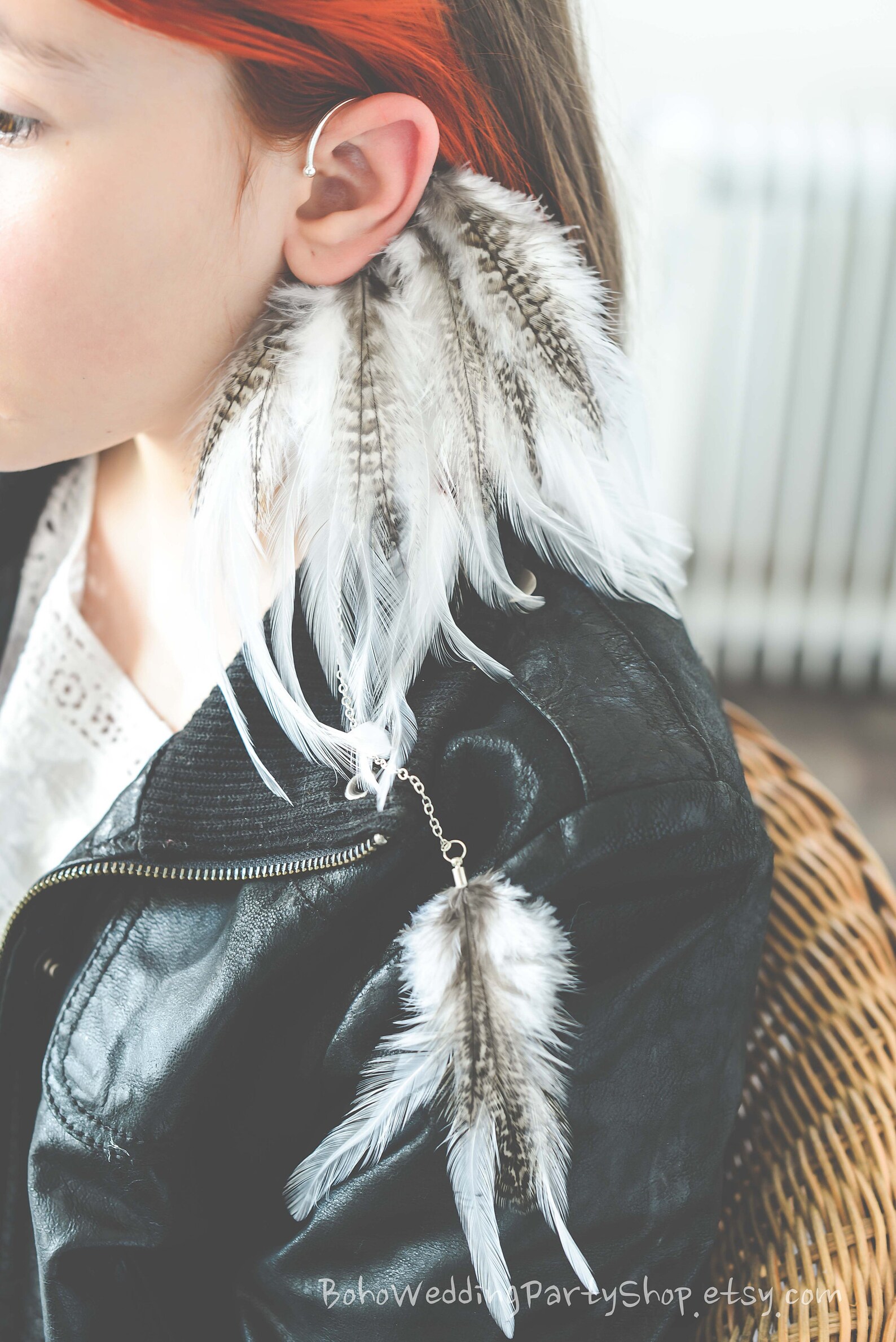 Feather Ear Cuff Feather Ear Wrap Ear Cuff With Feathers Etsy