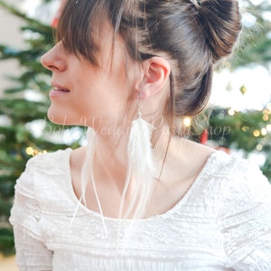 White Feather earrings, Small Feather Earrings, Hippie earrings, Bohemian earrings, Long Feather Earrings, Boho Earrings, Feather earrings