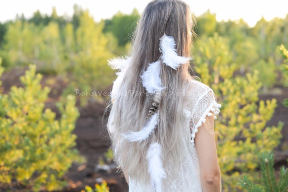 2 Pcs Boho Feather Hair Clips, Feather Hair Clip Boho 