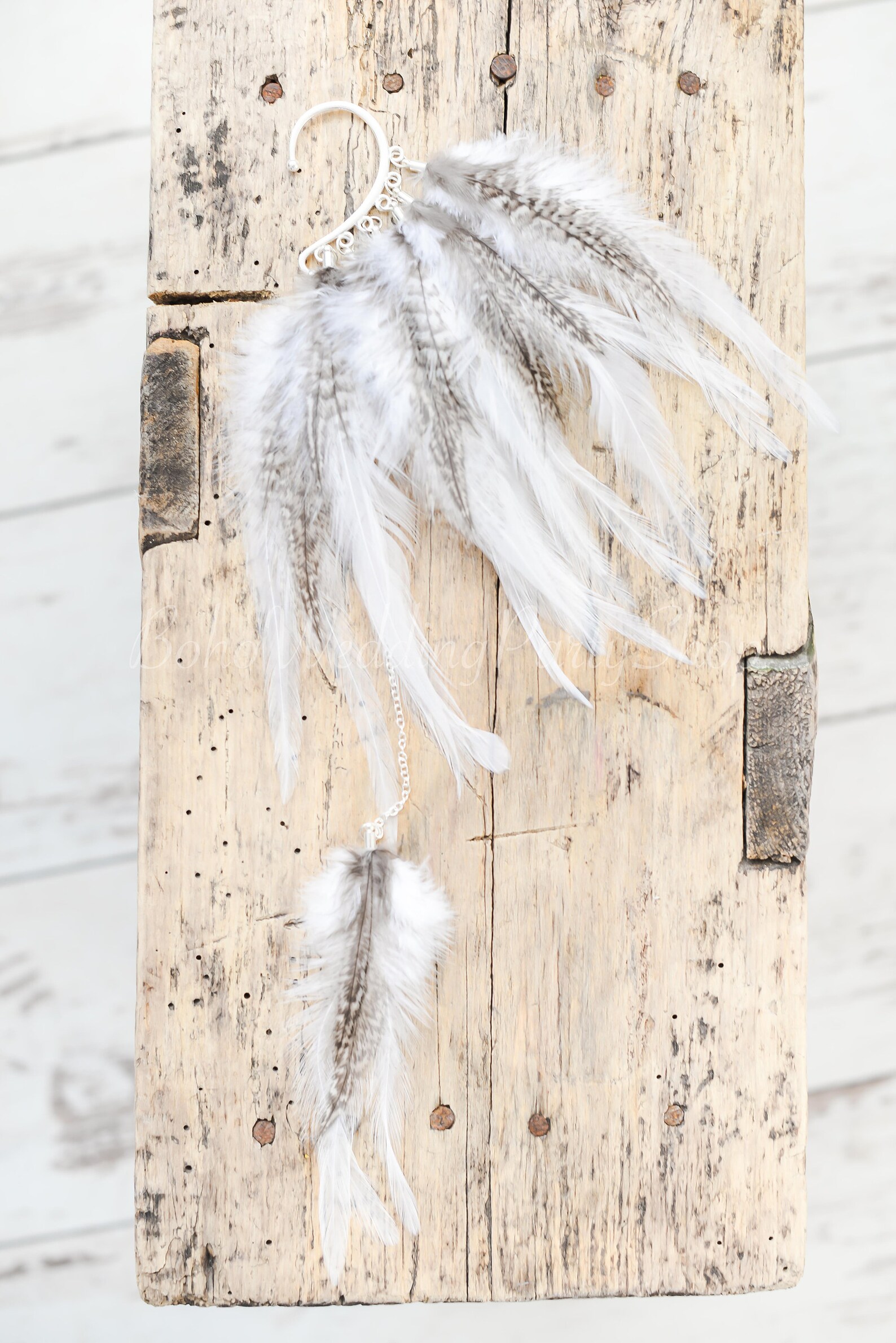 Feather Ear Cuff Feather Ear Wrap Ear Cuff With Feathers Etsy