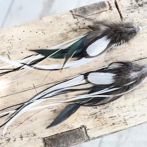 Long feather earrings, Grizzly Feather Earrings, Hippie earrings, Bohemian earrings, Long Feather Earrings, Boho Earrings, Black earrings