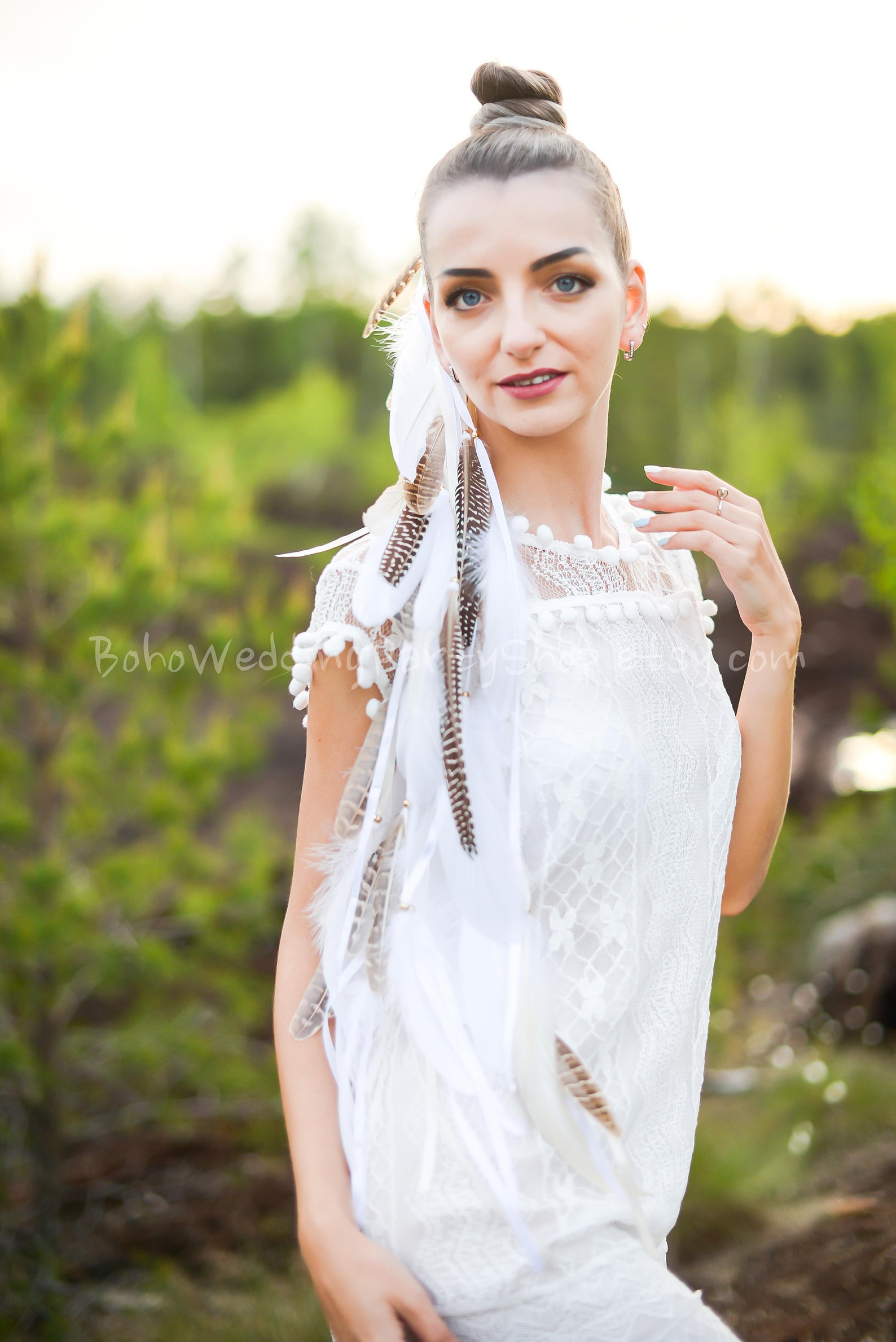 35' Long Feather Veil Feather Headpiece Boho Headpiece Etsy