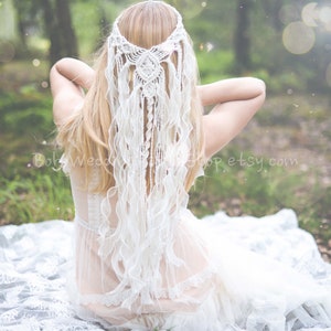 Macrame veil, Macrame wedding veil, Boho veil, Macrame Hairpiece, Bohemian veil, Bridal boho accessory, Macrame Headband, Unique Veil