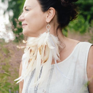 13&quot; long feather earrings, Hippie earrings, Bohemian earrings, Long Feather Earrings, Feather jewelry, Boho Earrings,Boho festival jewelry