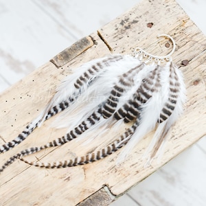 Feather ear cuff, Feather Ear Wrap, Ear Cuff with Feathers, Long Feather Ear Cuff, Natural Feather Earring, Ear Wrap Cuff, Black ear cuff