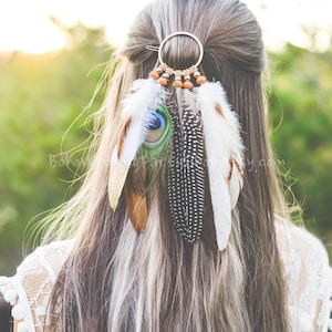 Feather headpiece, Boho headpiece, Feather jewelry, Feather headband, Festival hair accessories, Wedding hair piece, Feather headband