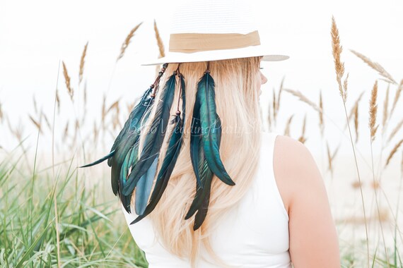 Black Feathers Headpiece,feather Veil, Boho Hairpiece 